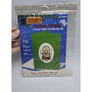 TITAN cross stitch needlecraft kit Christmas Greeting Embossed Card MRS. CLAUS
